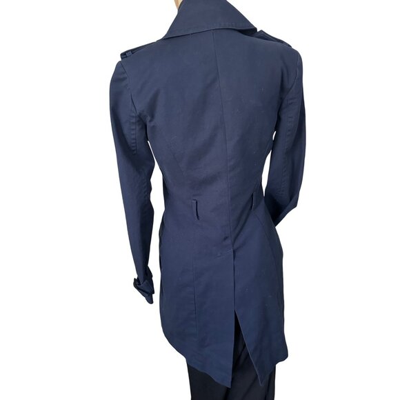 Tommy Hilfiger Womens Double-Breasted Navy Trench Coat XS - Picture 4 of 6